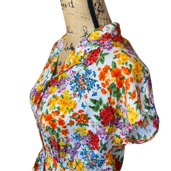 Vintage 80’s Blue Cabana Floral Romper Size Small - Picture 5 of 10